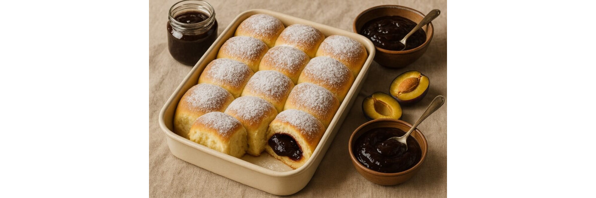Buchteln mit Pflaumenmus - Backrezept für Buchteln mit Pflaumenmus