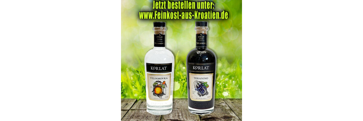 Neu im Shop: Korlat Viljamovka und Korlat Teranino - Neue exquisite Spirituosen in unserem Shop: Korlat Viljamovka und Korlat Teranino.