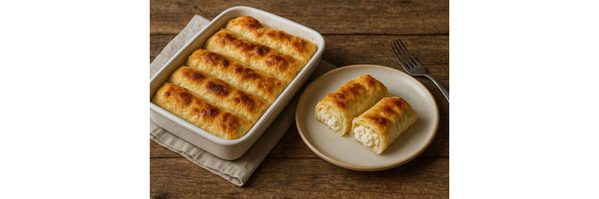 Štrukli Rezept – überbackene Käserollen aus Zagorje - Štrukli Rezept aus Zagorje: kroatische Käserollen aus dünnem Teig mit Frischkäsefüllung, gekocht und mit Sauerrahm goldbraun überbacken.