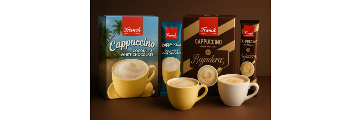 Entdecke Zwei Unvergessliche Cappuccino-Erlebnisse: Praline Bajadera &amp; Kokos &amp; Weißer Schokolade - Entdecke Franck Cappuccino mit Pralina Bajadera und Kokos &amp; Weißer Schokolade – Zwei Unvergessliche Kaffeegenüsse