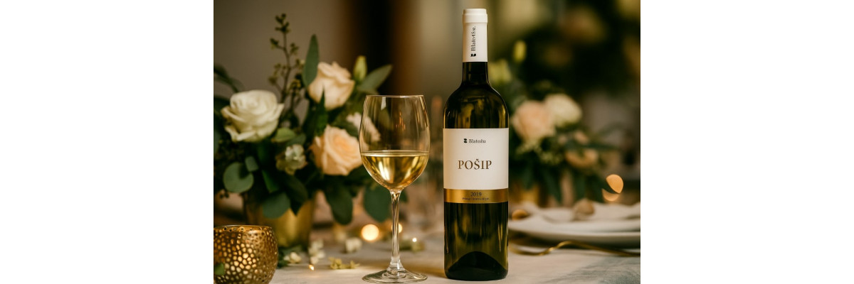 Pošip Blato Korčula trocken – Weißwein aus Kroatiens sonnenverwöhnter Insel - Pošip Blato Korčula trocken 0,75 L – Fruchtiger Weißwein aus Kroatien
