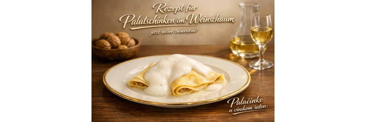 ? Palatschinken im Weinschaum Palačinke u vinskom šatou - Palatschinken im Weinschaum – Kroatisches Dessert mit Walnussfüllung