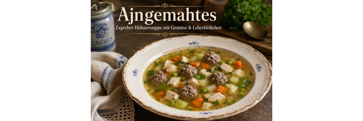 Ajngemahtes Rezept – Zagreber Hühnersuppe mit Leberklößchen - Ajngemahtes – Kroatische Hühnersuppe aus Zagreb Rezept