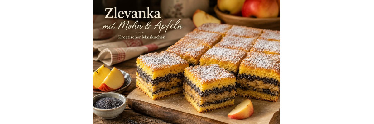 Zlevanka s makom i jabukama – Kroatischer Maiskuchen mit Mohn und Äpfeln - Zlevanka mit Mohn und Äpfeln – Kroatischer Maiskuchen Rezept