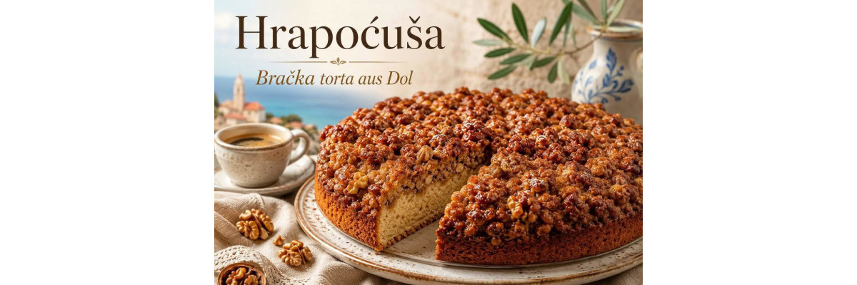Hrapoćuša – Bračka torta aus Dol auf der Insel Brač - Hrapoćuša – Traditionelle Brač-Torte mit Walnüssen