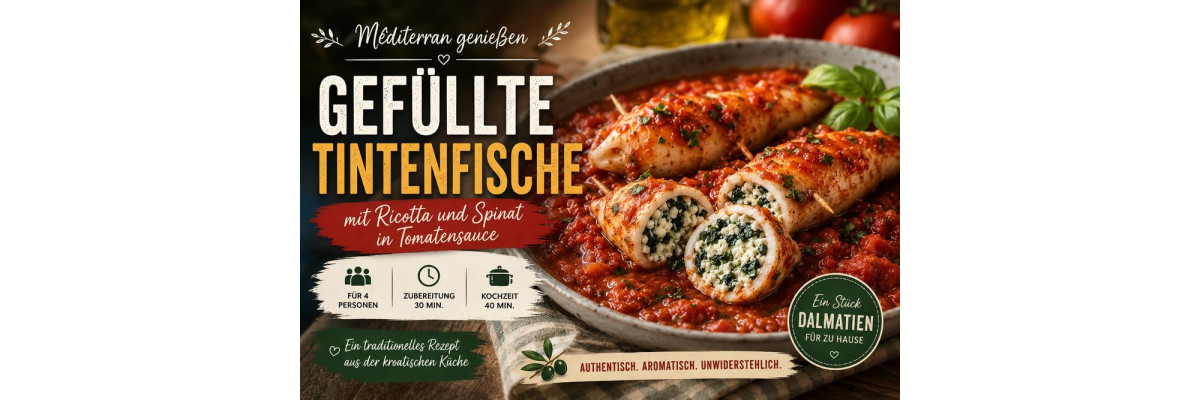 Gefüllte Tintenfische mit Ricotta und Spinat – mediterranes Rezept aus Kroatien - Gefüllte Tintenfische mit Ricotta und Spinat | Kroatisches Rezept
