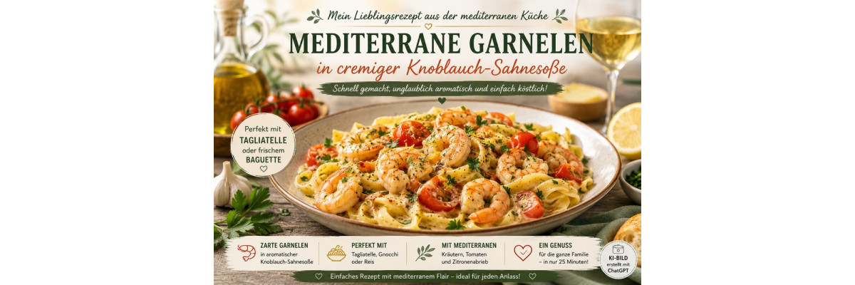 Mediterrane Garnelen in cremiger Knoblauch-Sahnesauce - Mediterrane Garnelen in Sahnesauce | Einfaches Rezept