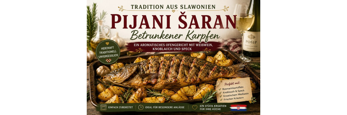 Pijani šaran – Betrunkener Karpfen aus dem Ofen - Pijani šaran: Betrunkener Karpfen aus Slawonien