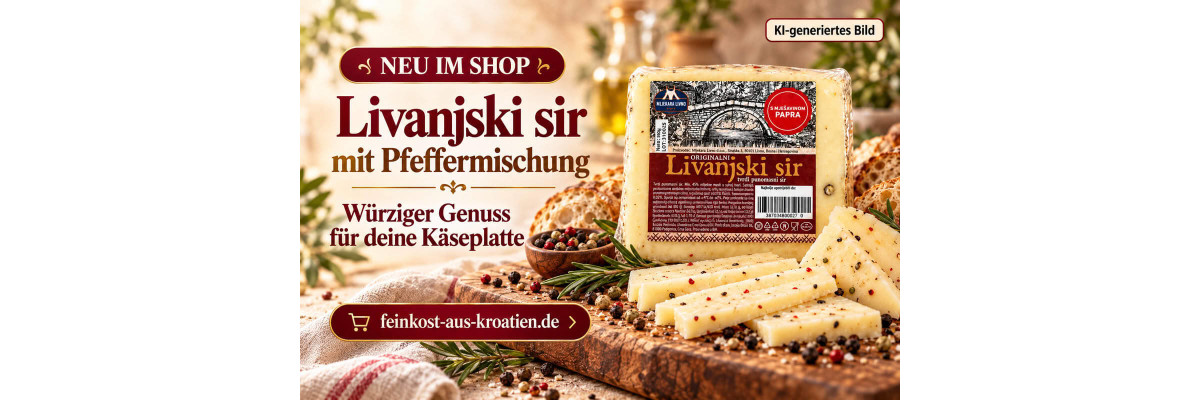 Neu im Shop: Livanjski Käse mit Pfeffer von Mljekara Livno - Livanjski Käse mit Pfeffer neu im Shop