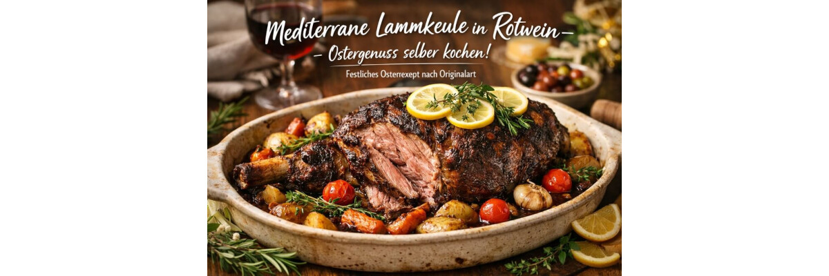 Osterrezept für Mediterrane Lammkeule in Rotwein - Mediterrane Lammkeule in Rotwein – Osterrezept