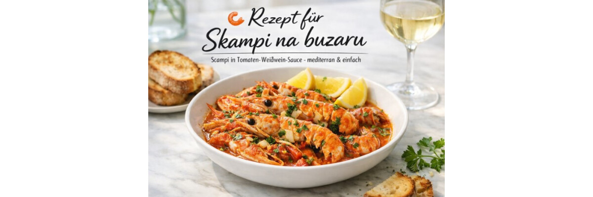 Skampi na buzaru = Scampi in Tomaten-Weißwein-Sauce - Skampi na buzaru = Scampi in Tomaten-Weißwein-Sauce