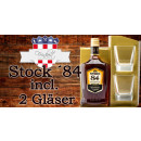 Stock 84 Brandy 38%vol. Weinbrand 0,7 L mit 2 Original Gläsern