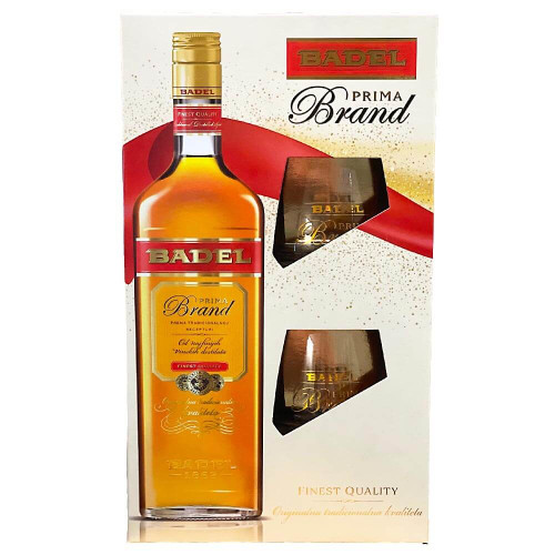 Prima Brand Spirit 35%vol. Badel 0,7 L mit 2 Original Gläsern