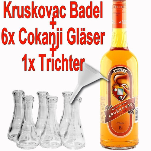 Kruskovac Badel Birnenlikör 1L Birnenschnaps Likör Kroatien +6 Cokanji Gläser +1 Trichter