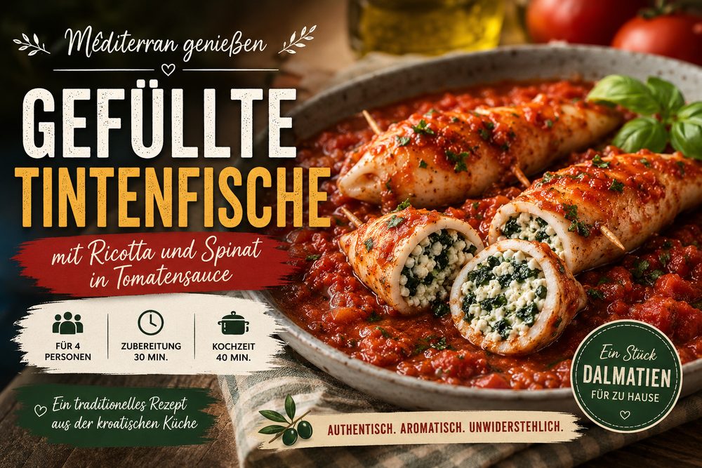 Gefüllte Tintenfische mit Ricotta und Spinat Gefüllte Tintenfische mit Ricotta und Spinat in aromatischer Tomatensauce
