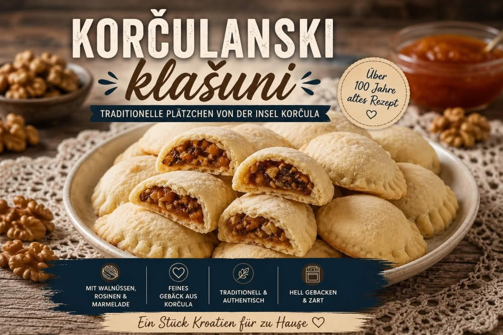 Korčulanski klašuni – traditionelle gefüllte Plätzchen von der Insel Korčula