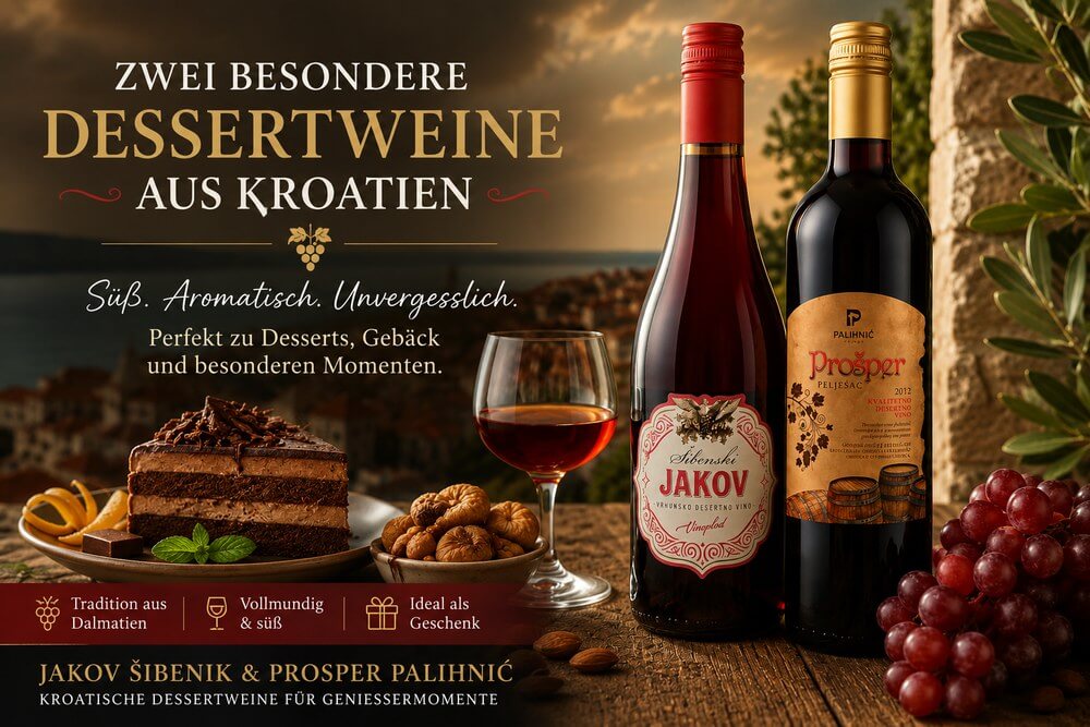 Kroatische Dessertweine Jakov und Prosper als Prošek Alternative aus Dalmatien