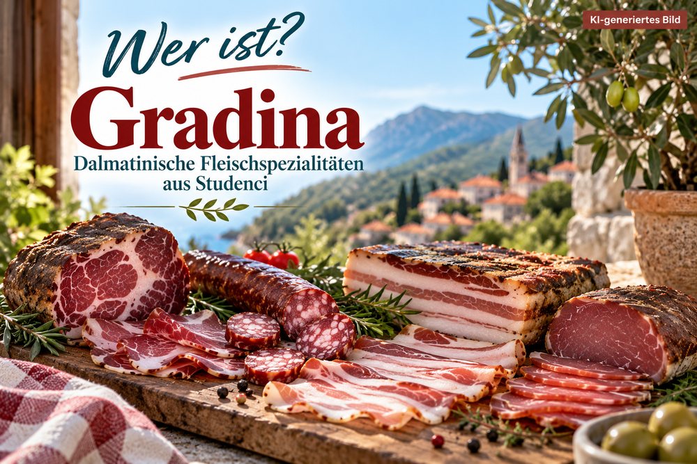 Gradina dalmatinische Fleischspezialitäten aus Studenci mit Budjola, Panceta, Pečenica und Kobasica